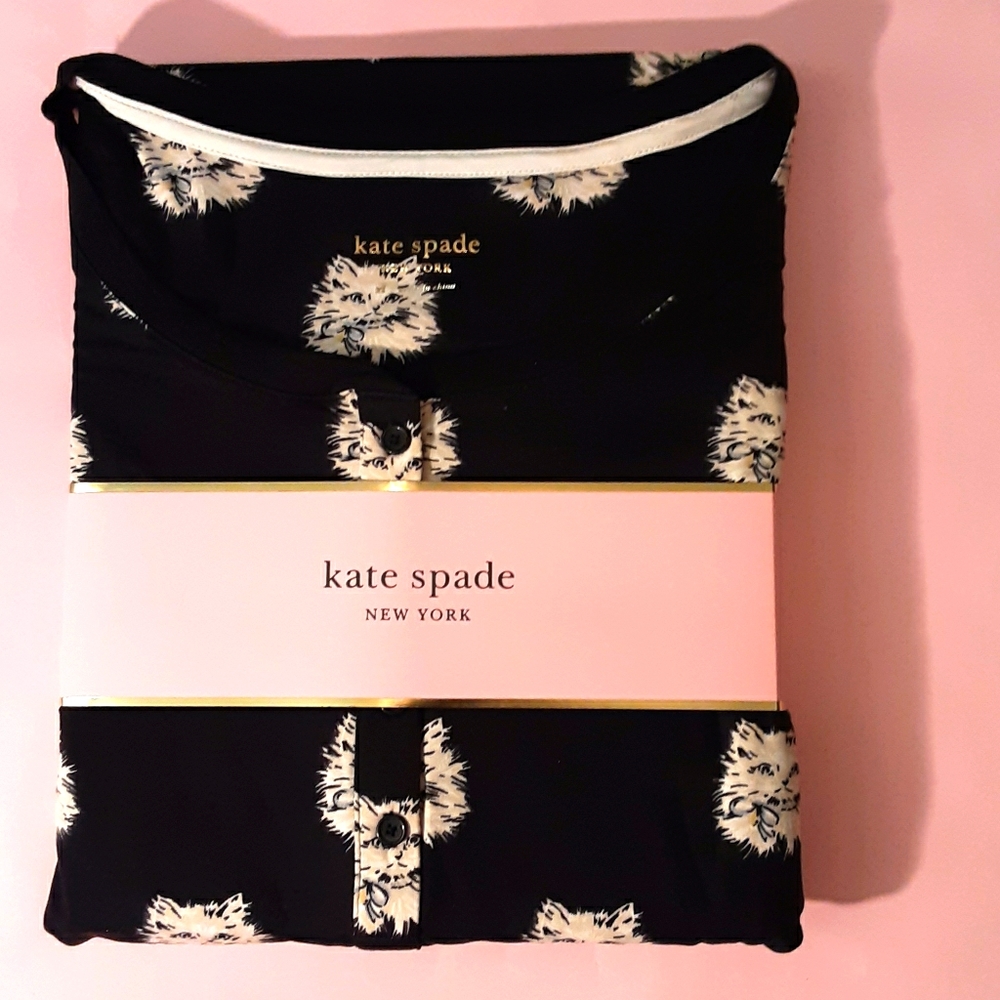 NWT Kate Spade XL Everything Cat 2 Pc PAJAMA Set